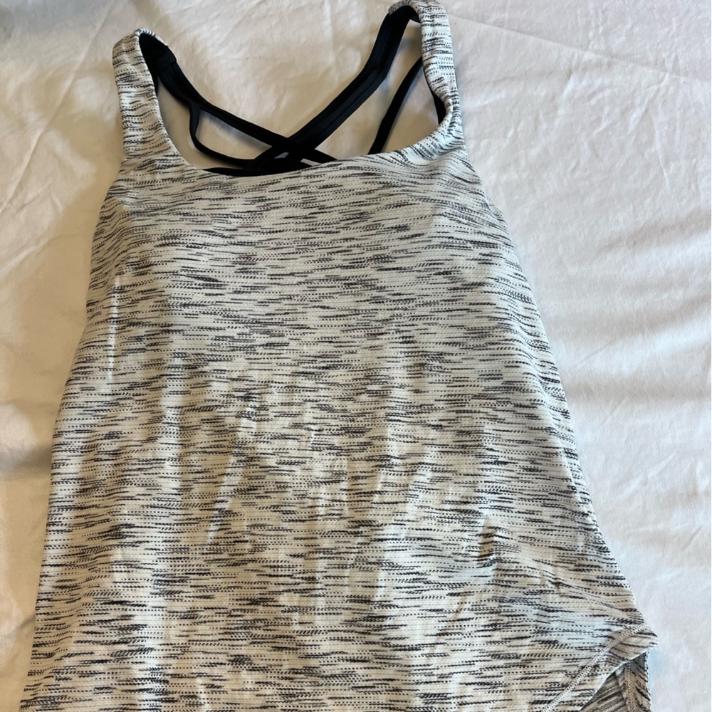 Lululemon Athletica Black and White Patterned Tank Top